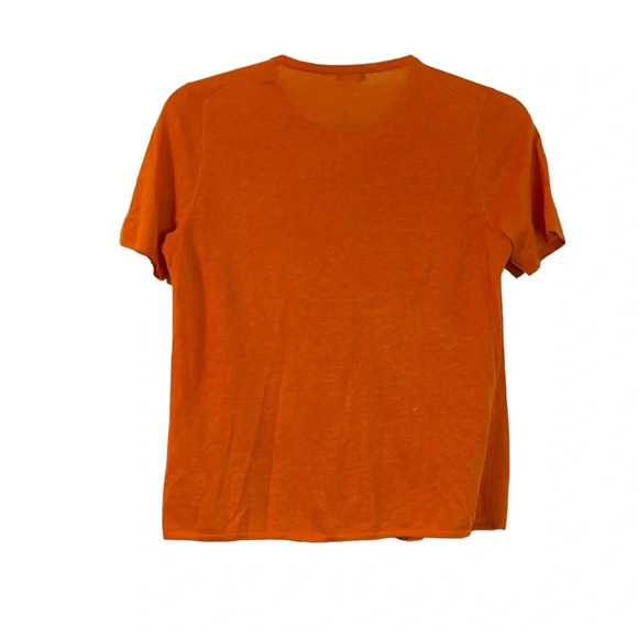 J.Crew Orange Silk Blend Short Sleeve Pleated Sweater - Picture 2 of 4